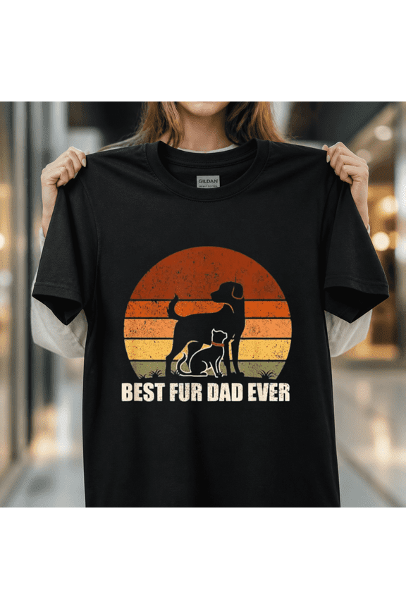 Funny Vintage Retro Best Fur Dad Ever for Dog and Cat Owner Unisex T-Shirt, S-5XL