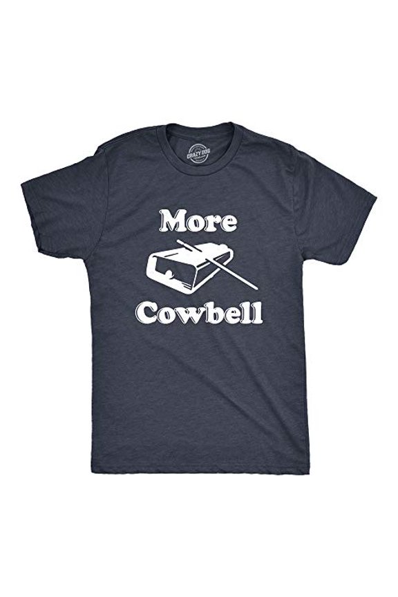 Funny Vintage Sketch Comedy T-Shirt with 'More Cowbell' Quote for Drummer Enthusiasts - Heather Navy 3XL