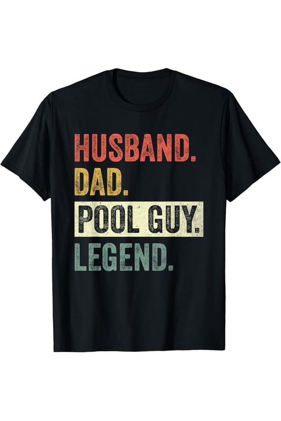 Funny Vintage Swimming Husband Dad Pool Guy Legend T-ShirtMen's and women's gift, black and white T-shirt, size: Extra large S-4XL