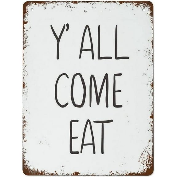 Funny Vintage Tin Metal Sign Farmhouse Kitchen Decor Farmhouse Decor Rustic Country Come Eat Farmhouse Kitchen Art Size: 8 x 12 Inches