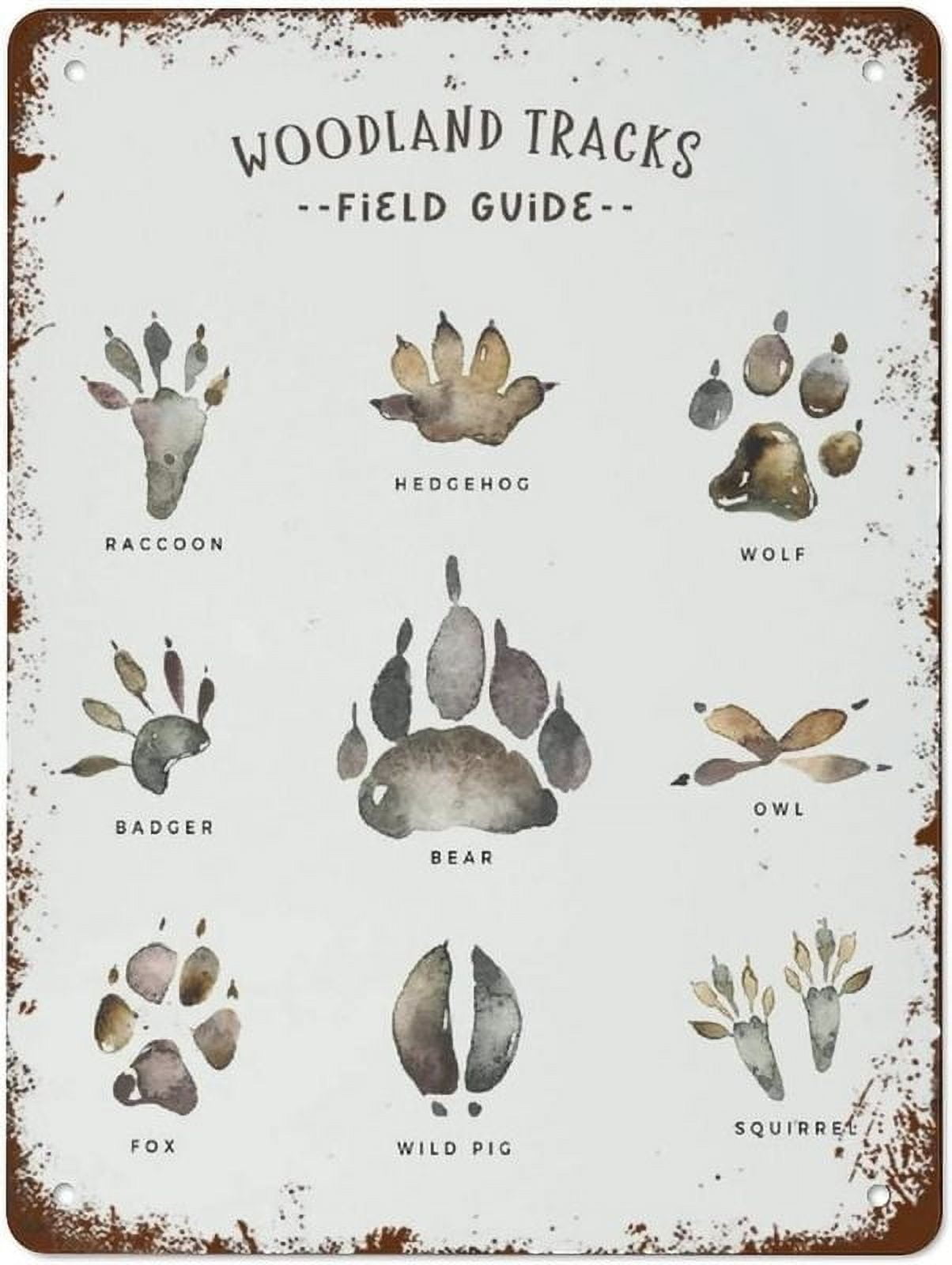 Funny Vintage Tin Metal Sign Forest Field Guide Print Animal Tracks ...
