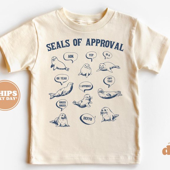 Funny Vintage Toddler T-Shirt - Seals Of Approval Retro Tshirt - Retro TODDLER SHORT SLEEVE TEE BELLA CANVAS 3001T