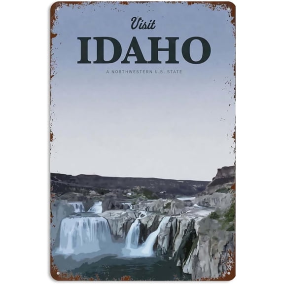 Funny Visit Idaho Signs Wall Decor Vintage Metal Tin Sign Art Poster Fun Kitchen Office Street Cafe Man Cave Bathroom Sign Wall Decoration Gift 8x12 Inch