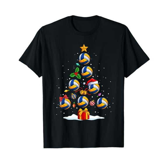 Funny Volleyball Christmas Tree Lights Xmas For Men Women T-Shirt,Women's short-sleeved T-shirt celebrating the coming of Christmas