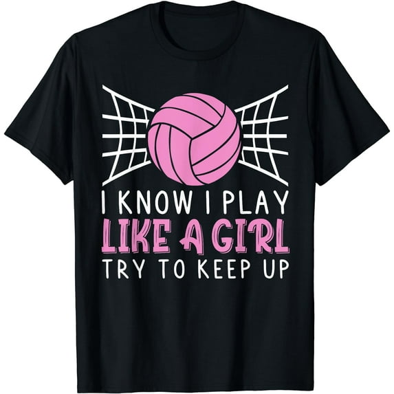 Funny Volleyball Design For Women Girls Volleyball Player T-Shirt Black 4X-Large