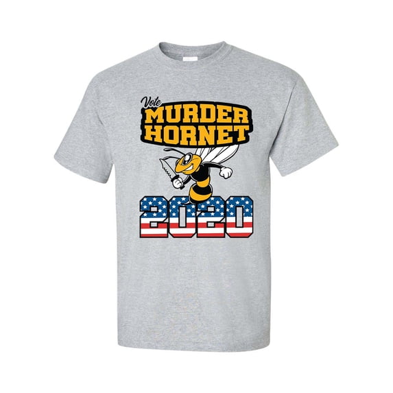 Funny Vote Murder Hornet 2020 USA American Flag Short Sleeve T-shirt-Sports Grey-xxxl