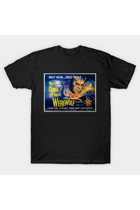 Funny WOLFMAN Classic Horror Movie Monster Artwork Print, H40577 T-Shirt, for Men and Women, Up to Size 5XL