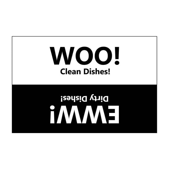 Funny WOO Or EWW Dishwasher Clean Dirty Magnet Sign by DCM Solutions (4" W x 6" H)
