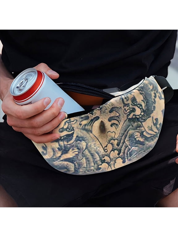 Funny Waist Bag Fanny Pack for Men Reusable Prank Waist Pouch Casual Outdoor Party with Belly Design