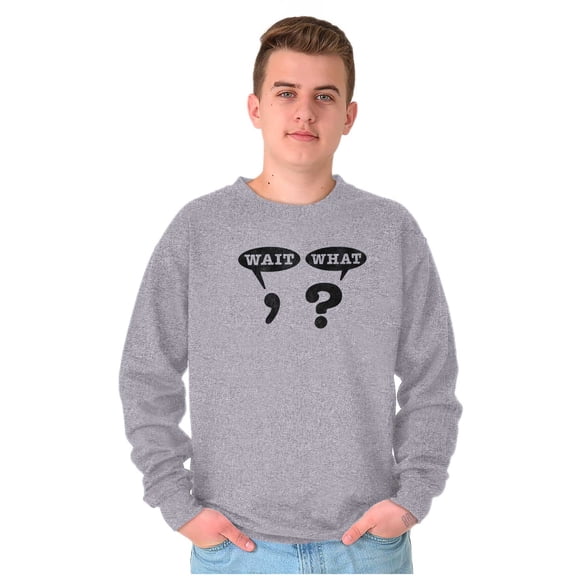 Funny Wait What Punctuation Joke Unisex Plus Fleece Graphic Sweatshirt Brisco Brands 3X
