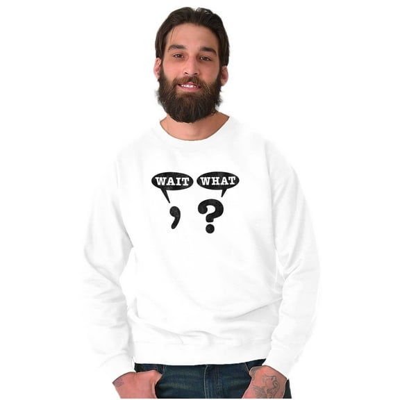 Funny Wait What Punctuation Joke Unisex Plus Fleece Graphic Sweatshirt Brisco Brands 3X