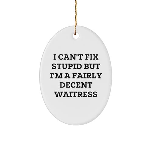 Funny Waitress Oval Ornament Gift from Men, Women, Coworkers, Family to Waitress Friends, Unique Christmas Unique Gift Ideas
