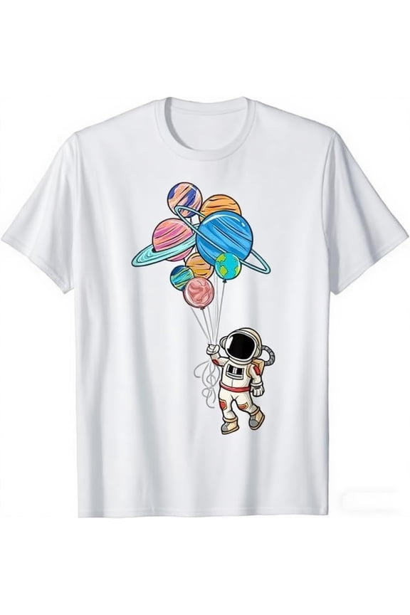 Funny Walking Astronauts in Space T-Shirt Space Themed for Men Women Outer Space Moon Galaxy Astronaut Pure Cotton Tee