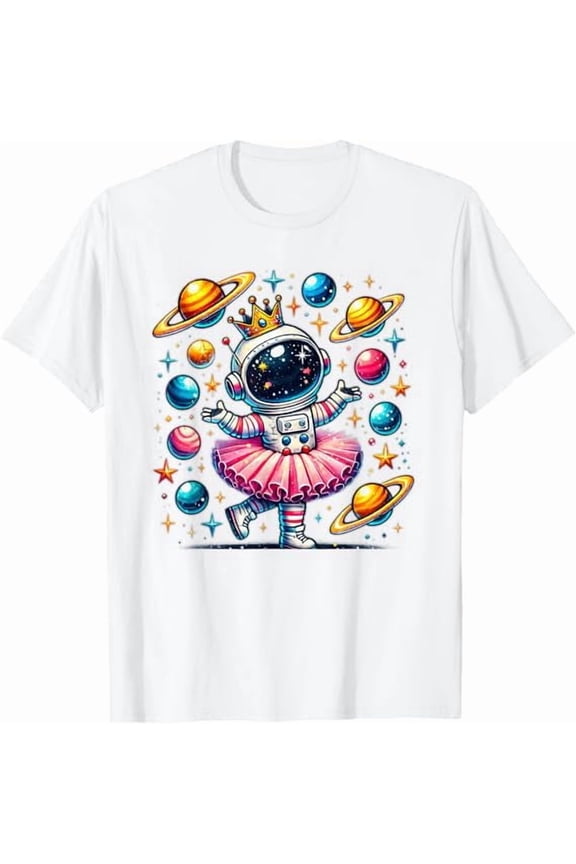 Funny Walking Astronauts in Space T-Shirt Space Themed for Men Women Outer Space Moon Galaxy Astronaut Pure Cotton Tee