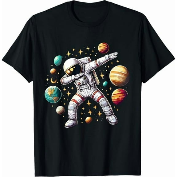Funny Walking Astronauts in Space T-Shirt Space Themed for Men Women Outer Space Moon Galaxy Astronaut Pure Cotton Tee