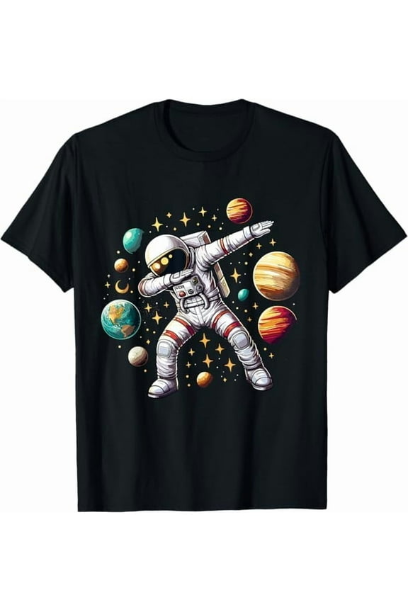 Funny Walking Astronauts in Space T-Shirt Space Themed for Men Women Outer Space Moon Galaxy Astronaut Pure Cotton Tee