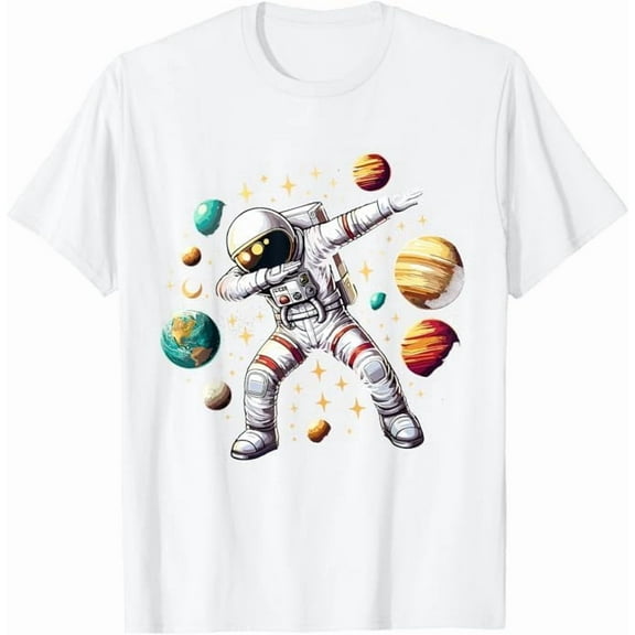 Funny Walking Astronauts in Space T-Shirt Space Themed for Men Women Outer Space Moon Galaxy Astronaut Pure Cotton Tee