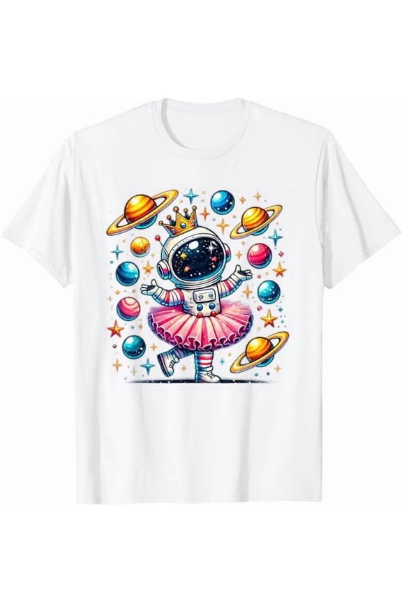 Funny Walking Astronauts in Space T-Shirt Space Themed for Men Women Outer Space Moon Galaxy Astronaut Pure Cotton Tee