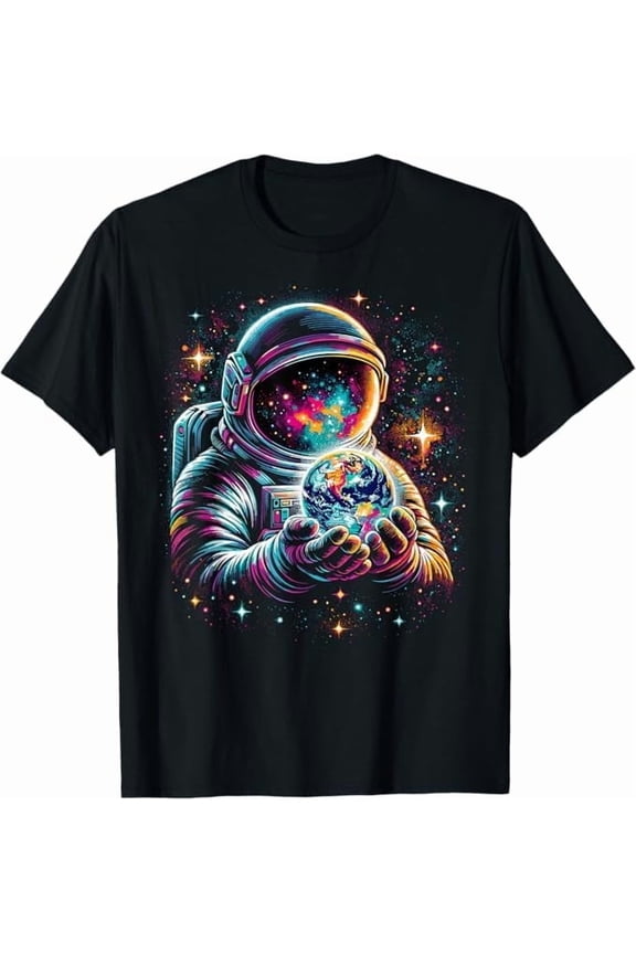 Funny Walking Astronauts in Space T-Shirt Space Themed for Men Women Outer Space Moon Galaxy Astronaut Pure Cotton Tee