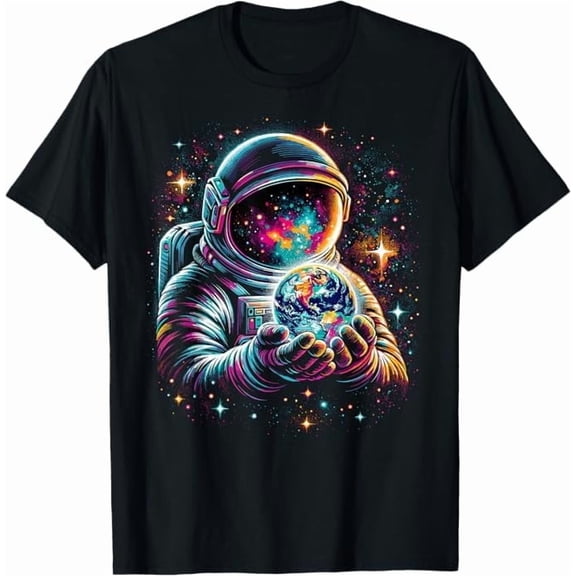 Funny Walking Astronauts in Space T-Shirt Space Themed for Men Women Outer Space Moon Galaxy Astronaut Pure Cotton Tee