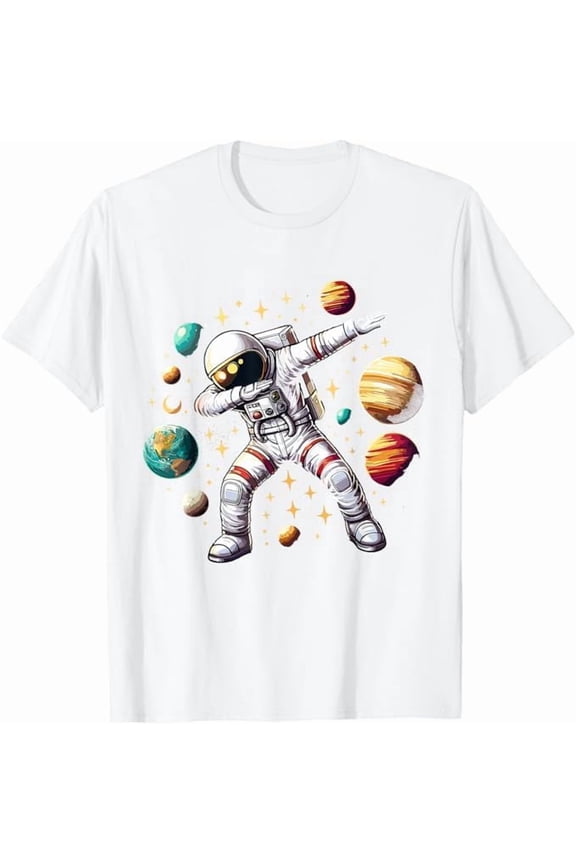 Funny Walking Astronauts in Space T-Shirt Space Themed for Men Women Outer Space Moon Galaxy Astronaut Tee