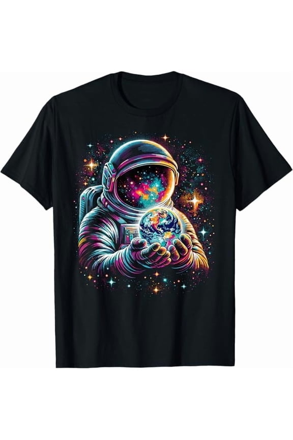 Funny Walking Astronauts in Space T-Shirt Space Themed for Men Women Outer Space Moon Galaxy Astronaut Tee