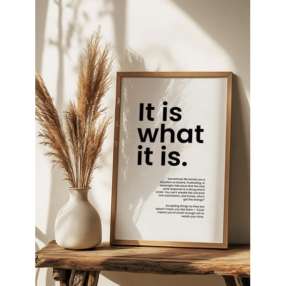 Funny Wall Art Prints, It Is What It Is, Funny Prints Typography Print Text Print Family Home Print Wall Poster, Poster Only