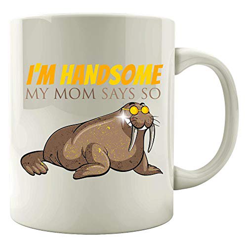 Funny Walrus 11 oz Coffee Mug - I'm Handsome White Ceramic Gift