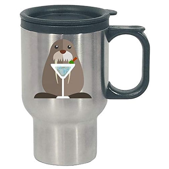 Funny Walrus - Martini Glass - Marine Humor - Stainless Steel Travel Mug
