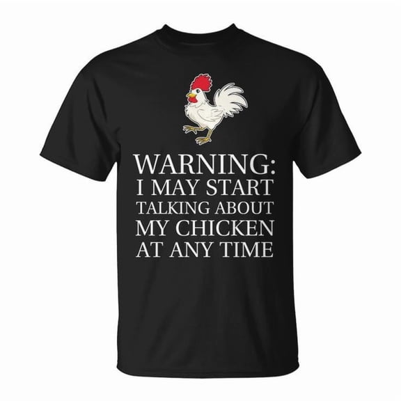 Funny Warning Chicken Graphic Cotton Tee for Adults – Unisex T-Shirt with Humorous Farm Animal Design, Casual Comfortable Everyday Wear, Size 2XL, Color Black