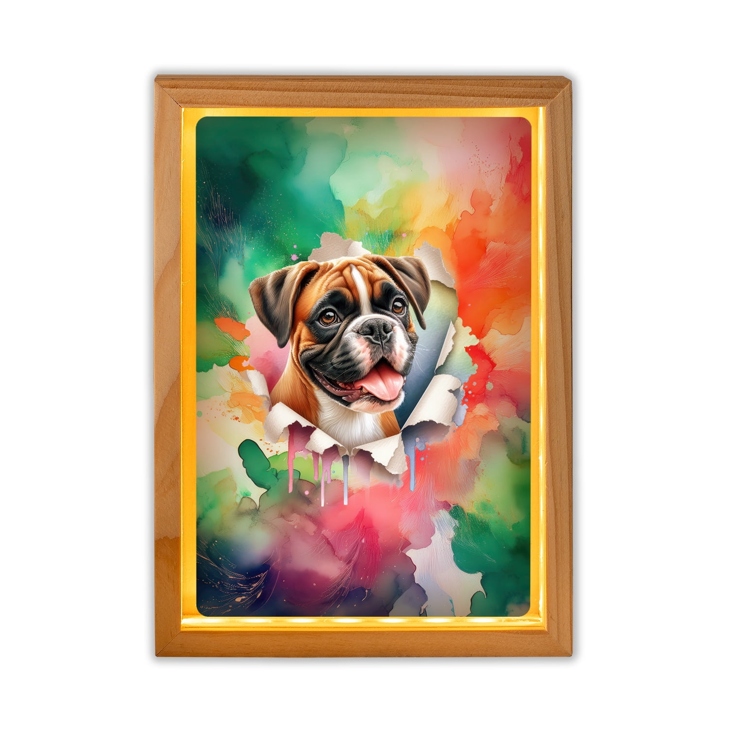 Funny Watercolor Adorable Boxer Peeking Through Torn Paper Effect ...