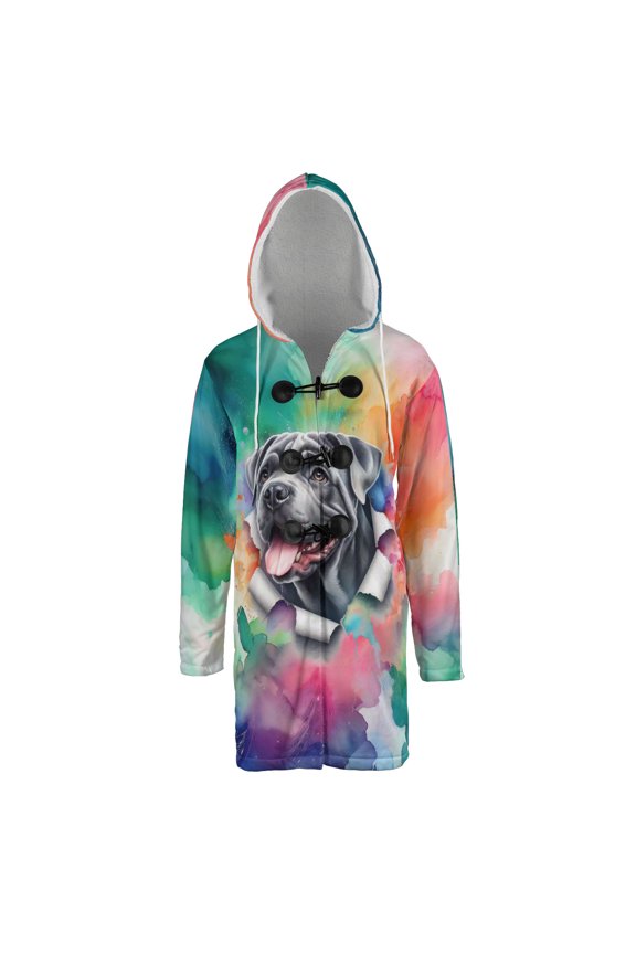 Funny Watercolor Adorable Cane Corso Peeking Through Torn Paper Effect All Over Print 3D Hooded Duffle Toggle Coat Italian Mastiff Dog Lover Gifts Idea - 00026