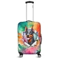 thumbnail image 1 of Funny Watercolor Adorable Doberman Pinscher Peeking Through Torn Paper Effect Travel Luggage Cover Doberman Dog Lover Gifts Suitcase Dust Protective Decor - 00026, 1 of 5