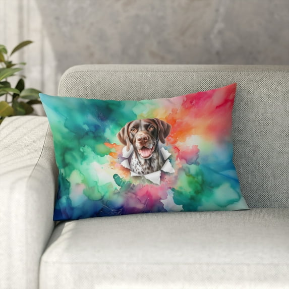 Funny Watercolor Adorable German Shorthaired Pointer Peeking Through Torn Paper Effect Pillowcase Double Sided GSP Lover Dog Gift Pillow Case Covers - 00026