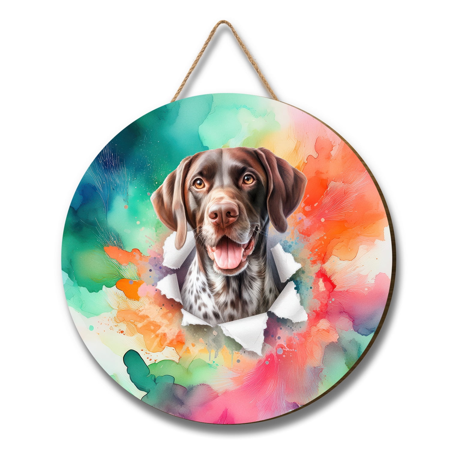 Funny Watercolor Adorable German Shorthaired Pointer Peeking Through ...