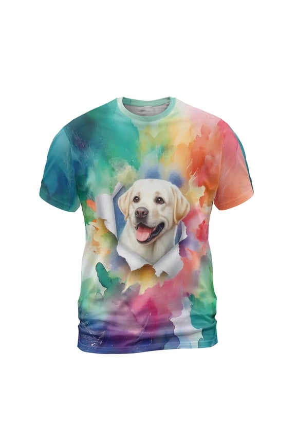 Funny Watercolor Adorable Labrador Retriever Peeking Through Torn Paper Effect All Over Print 3D Shirt Unisex Merch Lab Dog Lover Gifts - 00026