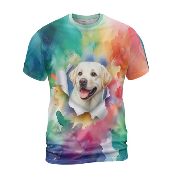 Funny Watercolor Adorable Labrador Retriever Peeking Through Torn Paper Effect All Over Print 3D Shirt Unisex Merch Lab Dog Lover Gifts - 00026