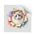 thumbnail image 1 of Funny Watercolor Adorable Ragdoll Peeking Through Torn Paper Effect Cutout Transfer Sticker Cat Lover Kitten Owner Gifts Idea Transparent Decal Art Decor - 00026, 1 of 5