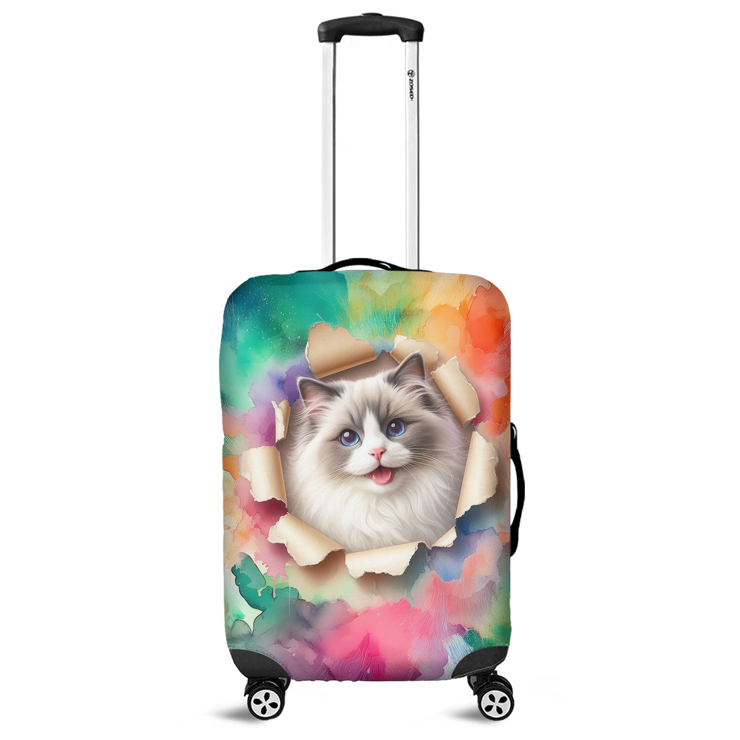 Funny Watercolor Adorable Ragdoll Peeking Through Torn Paper Effect ...