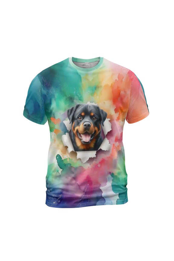 Funny Watercolor Adorable Rottweiler Peeking Through Torn Paper Effect All Over Print 3D Shirt Unisex Merch Rottie Dog Lover Gifts Idea - 00026
