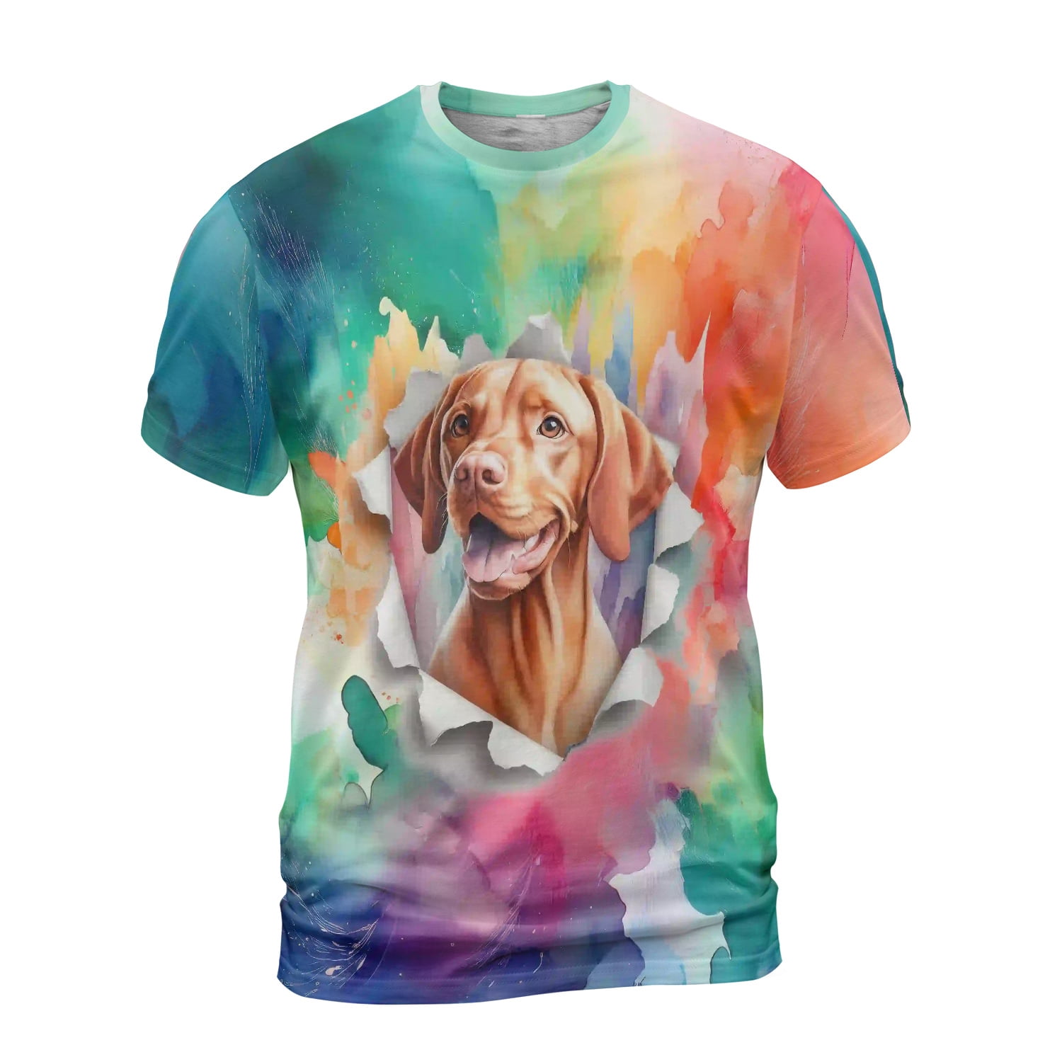 Funny Watercolor Adorable Vizsla Peeking Through Torn Paper Effect All ...