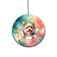 thumbnail image 1 of Funny Watercolor Adorable Yorkshire Terrier Peeking Through Torn Paper Effect Ceramic Round Ornament Yorkie Dog Lover Gifts Home Tree Decor - 00026, 1 of 5