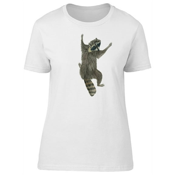 Funny Watercolor Raccoon T-Shirt Women -Image by Shutterstock, Female Small
