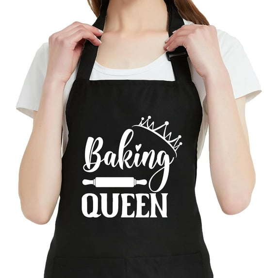 Funny Waterdrop Resistant Aprons for Women with 2 Pockets, Adjustable Bib Chef Kitchen Apron for Cooking Baking