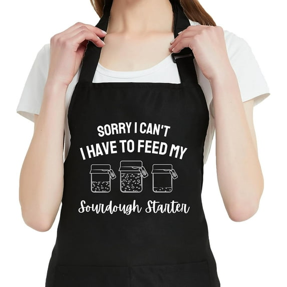 Funny Waterdrop Resistant Aprons for Women with 2 Pockets, Adjustable Bib Chef Kitchen Apron for Cooking Baking