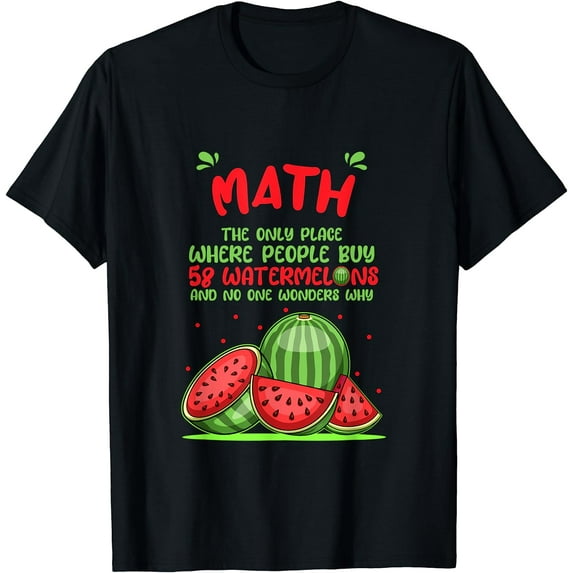 Funny Watermelons Math Mathematics Calculation T-Shirt Black Medium