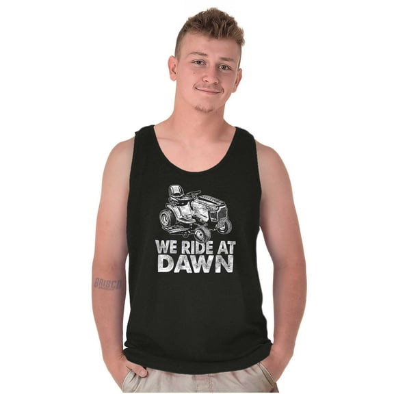 Funny We Ride At Dawn Lawn Mower Tank Top T Shirts Men Women Brisco Brands S