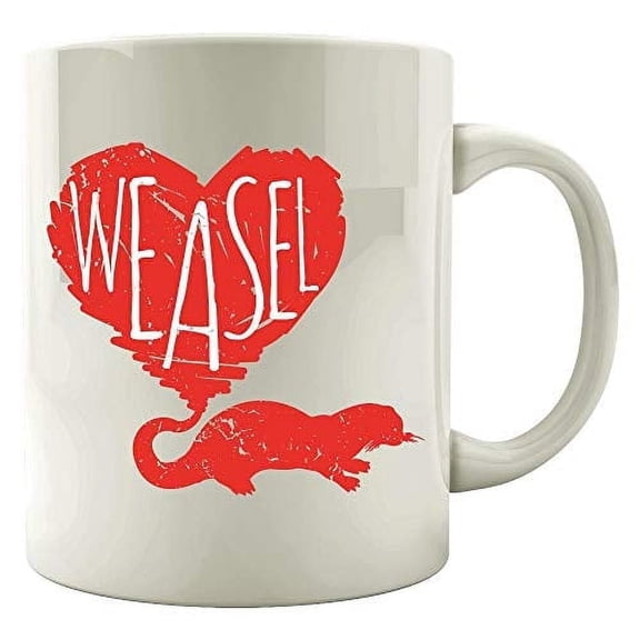 Funny Weasel Heart 11 oz Coffee Mug - Cute Animal Humor White Ceramic Gift