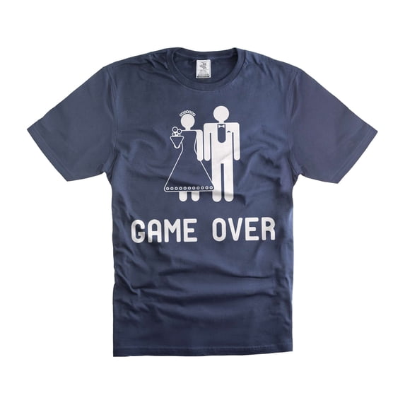 Funny Wedding Joke Shirt Game Over T-Shirt Marriage Wedding Party Tees Bachelor Party Unisex Shirts (Small Navy Blue)