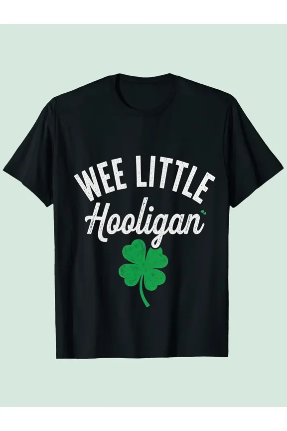 Funny Wee Little Hooligan Clover Unisex Short Sleeve Casual Graphic Tee